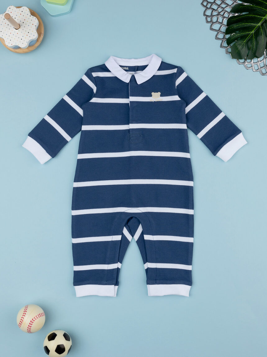 βρεφικό φορμάκι ριγέ μπλε/λευκό my bear για αγόρι - Prénatal