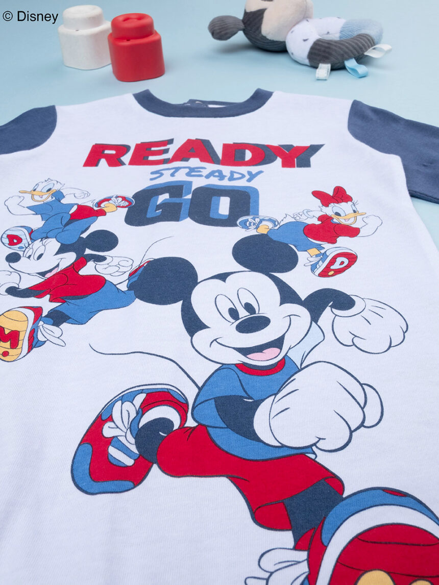βρεφική ολόσωμη πιτζάμα λευκό/μπλε mickey για αγόρι - Prénatal