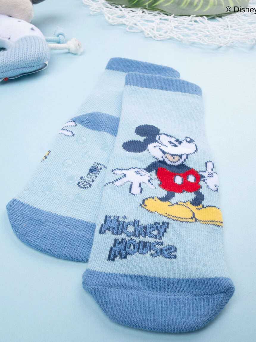 βρεφικές αντιολισθητικές κάλτσες μπλε με το mickey για αγόρι - Prénatal