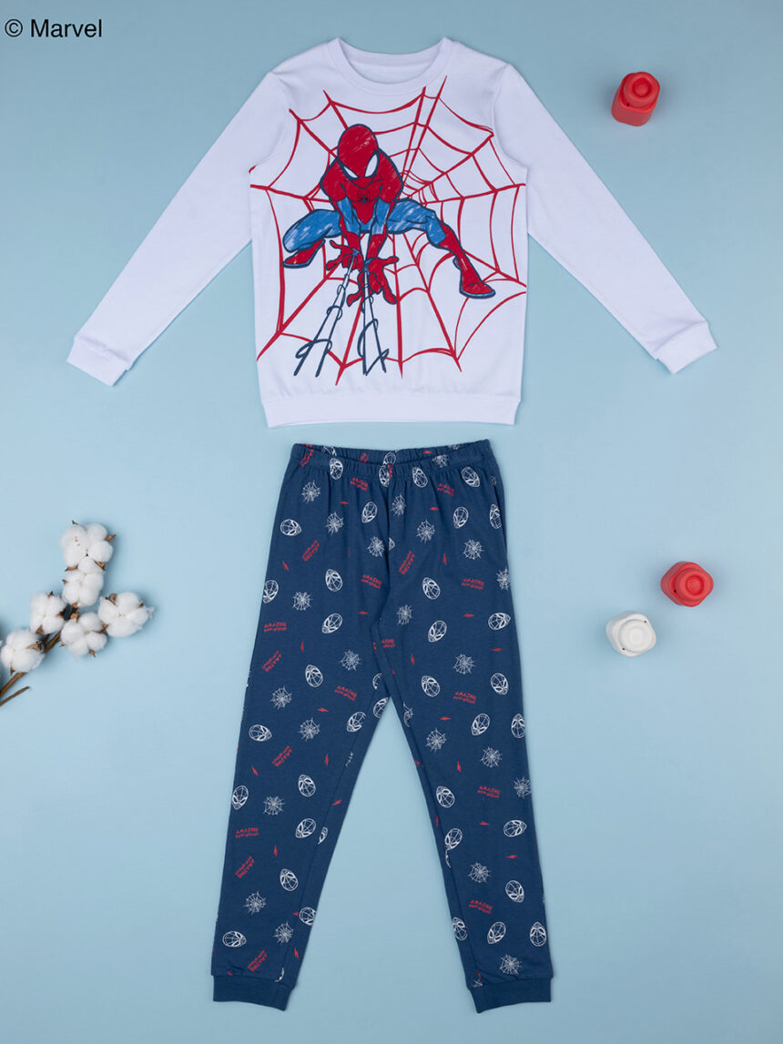 παιδική πιτζάμα λευκή/μπλε spiderman για αγόρι - Prénatal