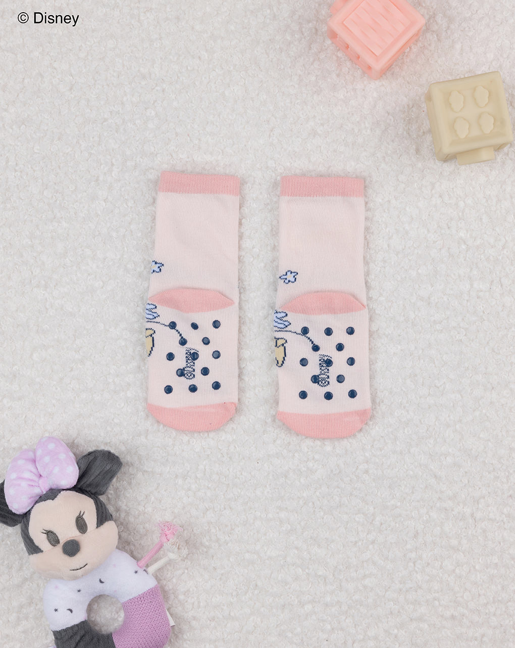 βρεφικές αντιολισθητικές κάλτσες ροζ με τη minnie για κορίτσι - Prénatal