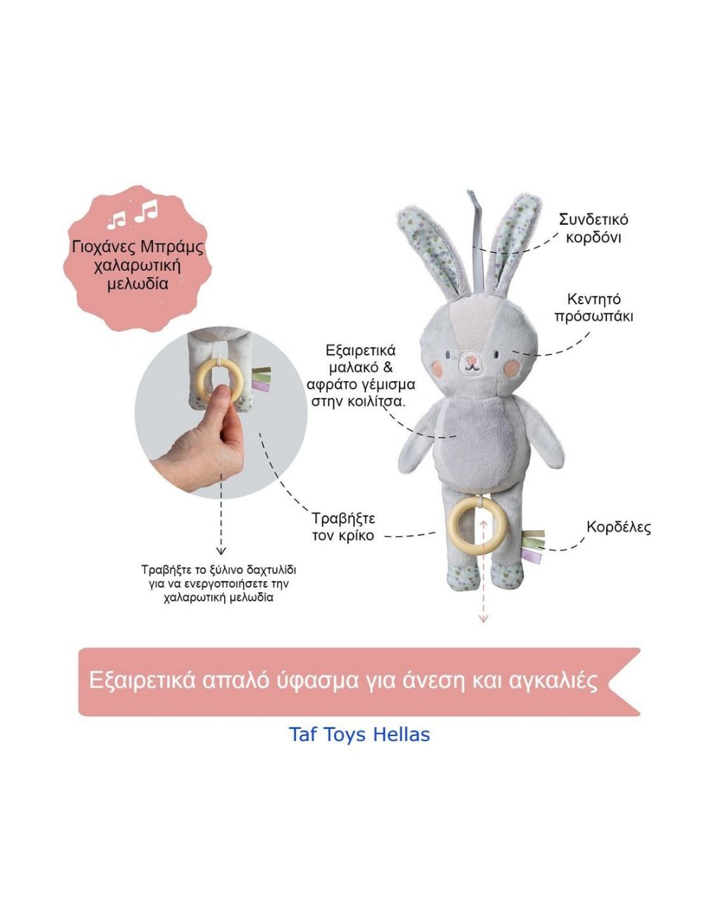 Taf τoys μουσικό λαγουδάκι rylee musical bunny t-13165 - Taf-toys
