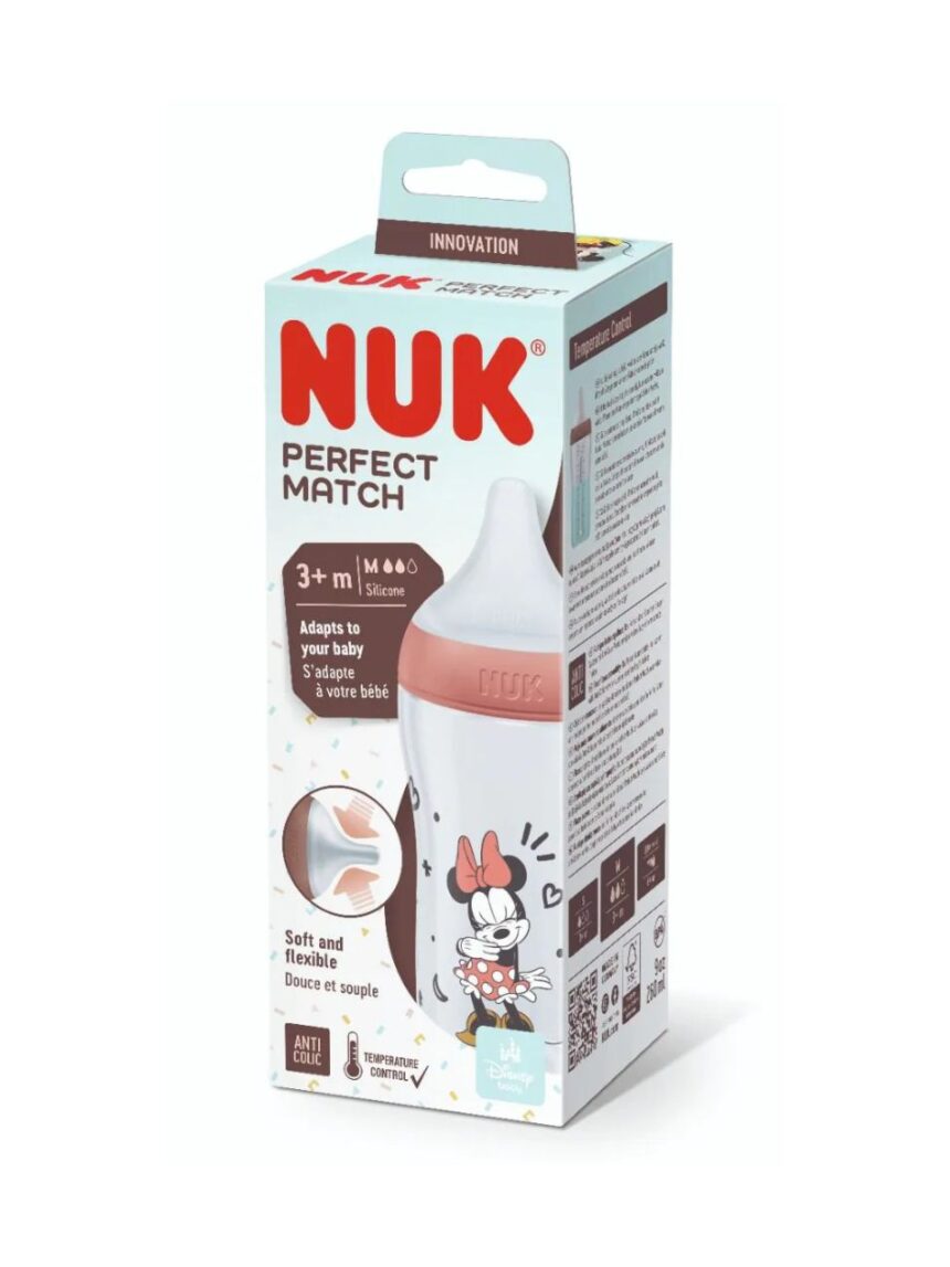 Nuk perfect match πλαστικό μπιμπερό με μαλακή θηλή σιλικόνης 3m+ 260ml disney minnie 10216306 - Nuk