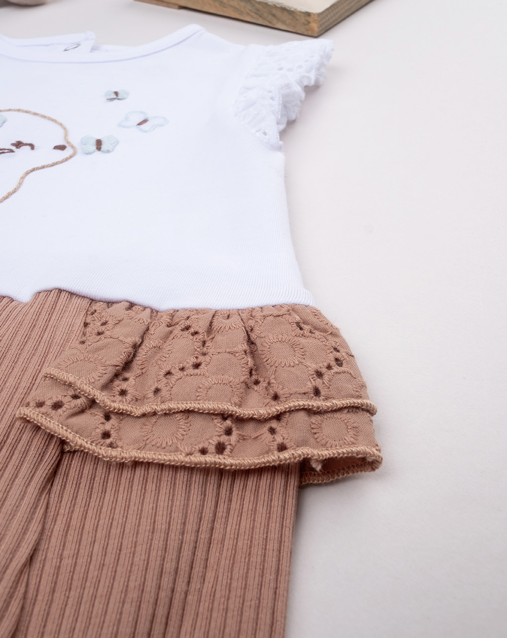 βρεφικό φορμάκι λευκό/καφέ με γατάκι για κορίτσι - Prénatal