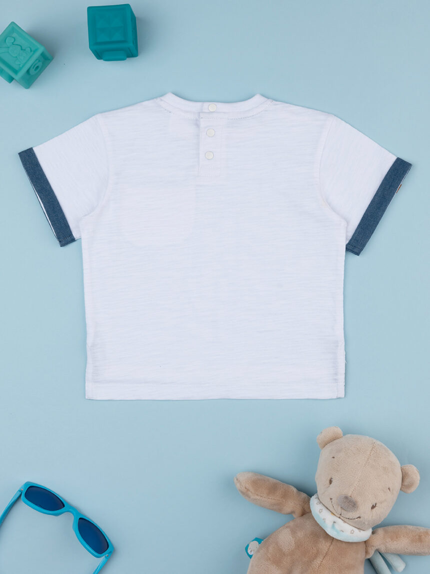 βρεφικό t-shirt λευκό με τσέπη για αγόρι - Prénatal