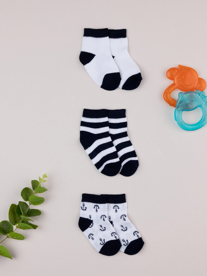 βρεφικά καλτσάκια πακέτο x3 navy για αγόρι - Prénatal