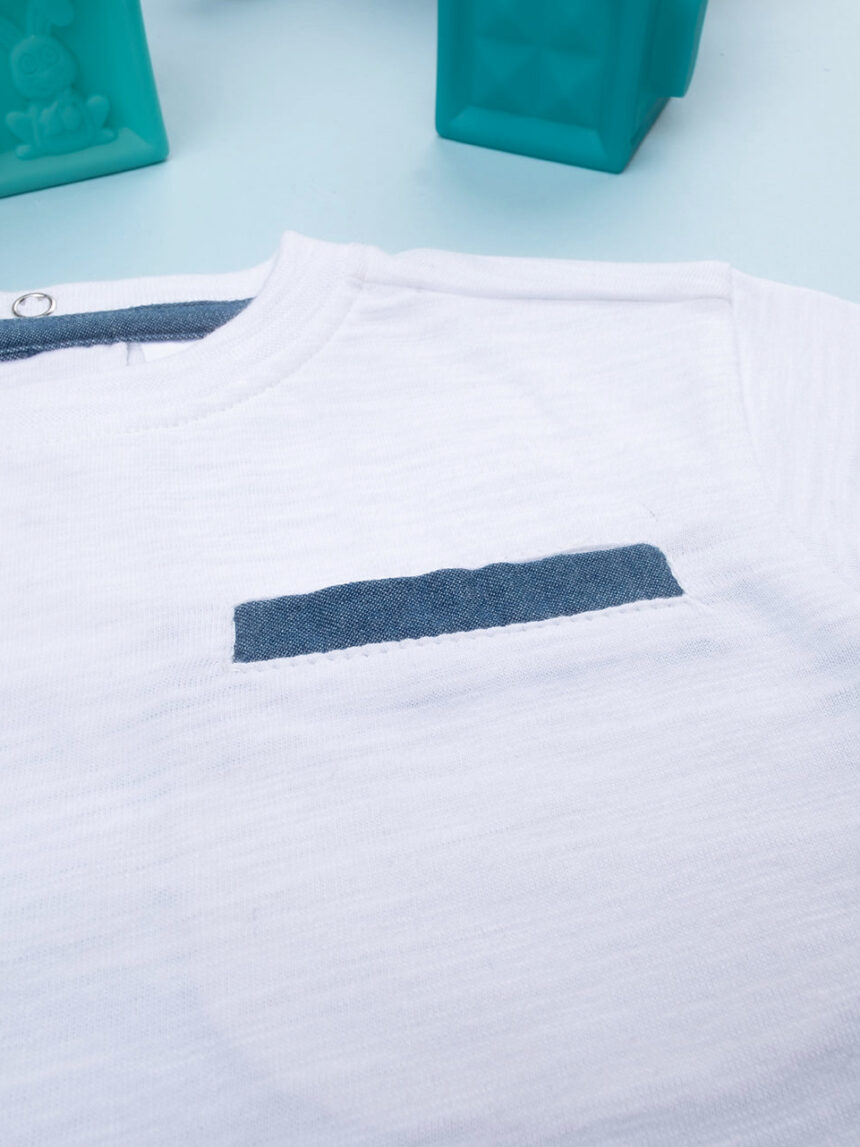 βρεφικό t-shirt λευκό με τσέπη για αγόρι - Prénatal