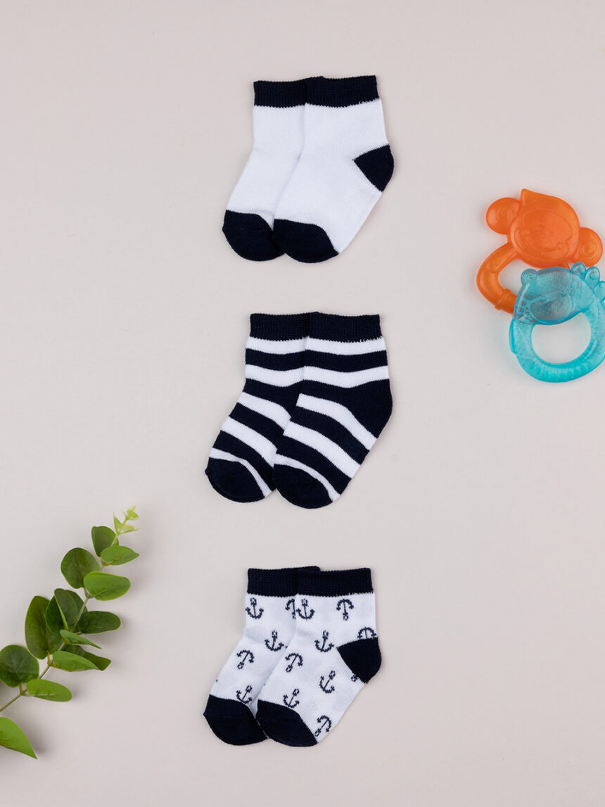 βρεφικά καλτσάκια πακέτο x3 navy για αγόρι - Prénatal