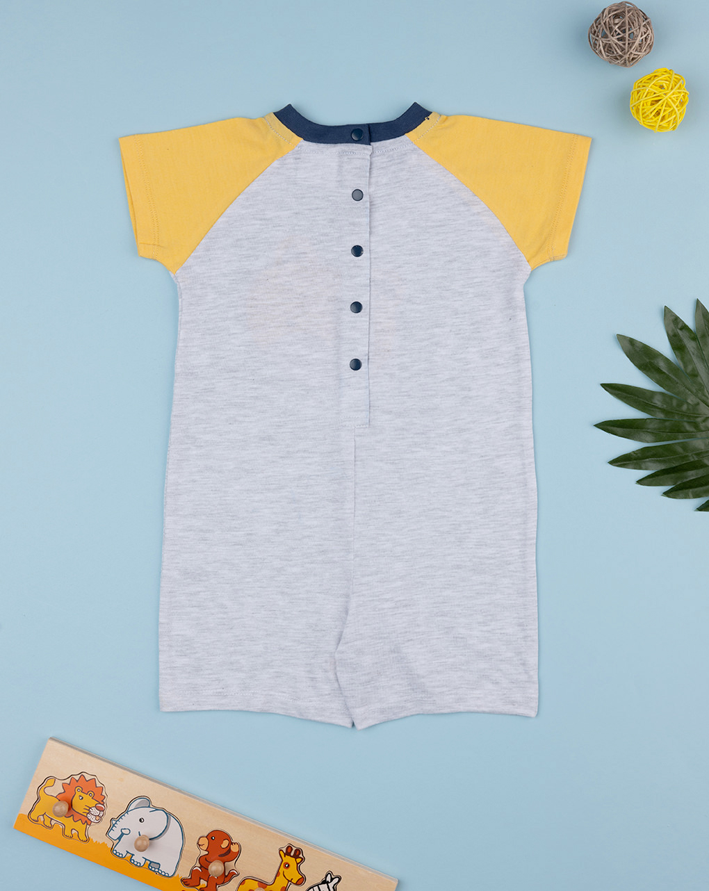 βρεφική κοντή ολόσωμη πιτζάμα γκρι little boy για αγόρι - Prénatal