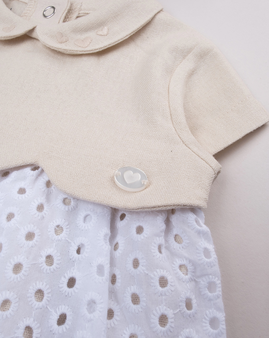 βρεφικό φόρεμα μπεζ/λευκό elegant για κορίτσι - Prénatal