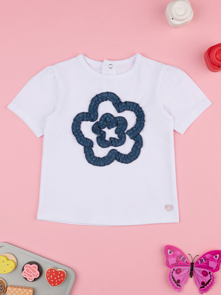βρεφικό t-shirt λευκό με λουλούδι για κορίτσι - Prénatal