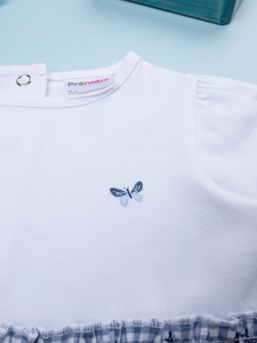 βρεφικό φόρεμα μπλε καρό με πεταλούδες για κορίτσι - Prénatal