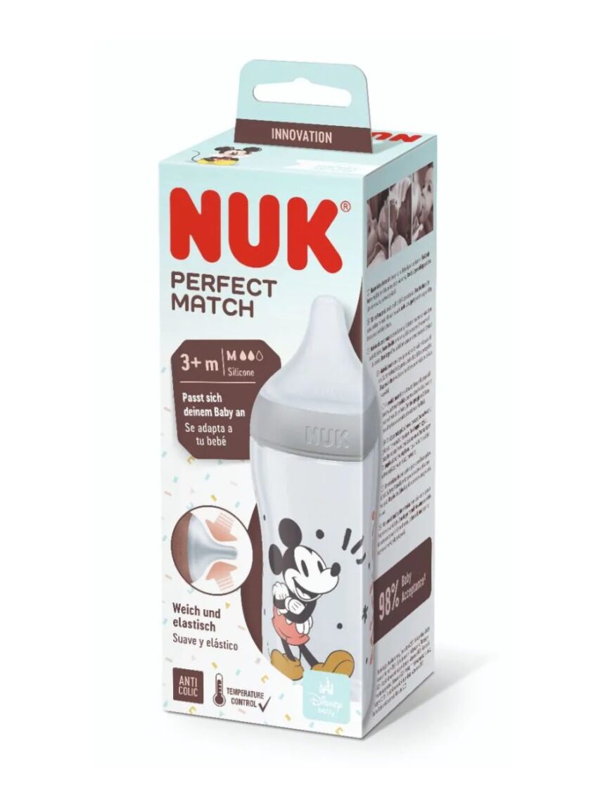 Nuk perfect match πλαστικό μπιμπερό με μαλακή θηλή σιλικόνης 3m+ 260ml disney mickey 10216305 - Nuk