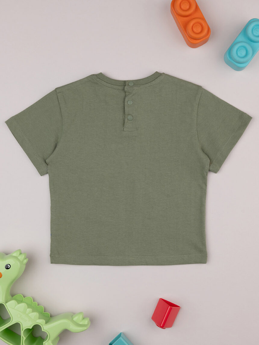 βρεφικό t-shirt χακί με δεινόσαυρο για αγόρι - Prénatal
