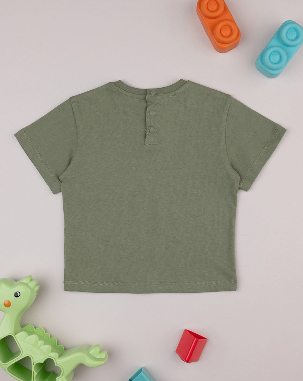 βρεφικό t-shirt χακί με δεινόσαυρο για αγόρι - Prénatal