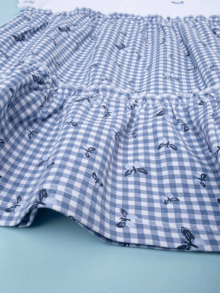 βρεφικό φόρεμα μπλε καρό με πεταλούδες για κορίτσι - Prénatal