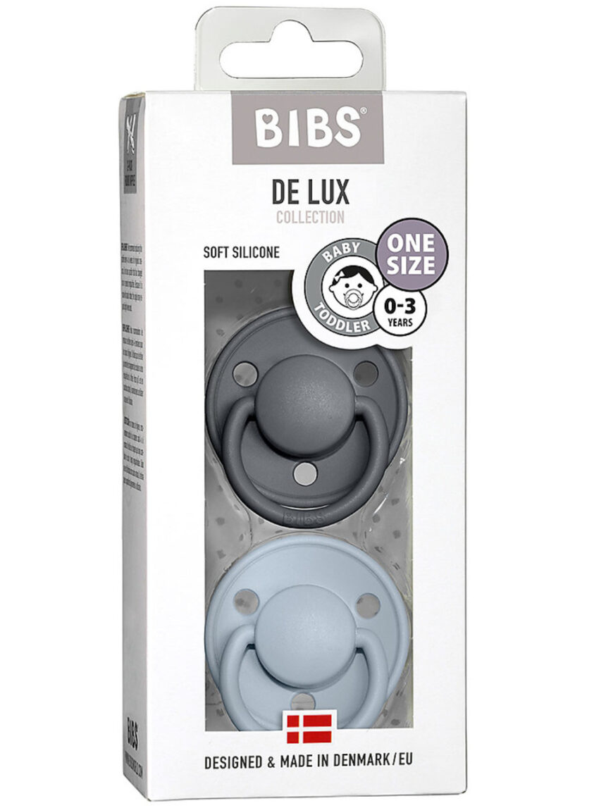 Bibs de lux πιπίλες σιλικόνης 2τμχ 0-36m iron/baby blue 150212 - BIBS