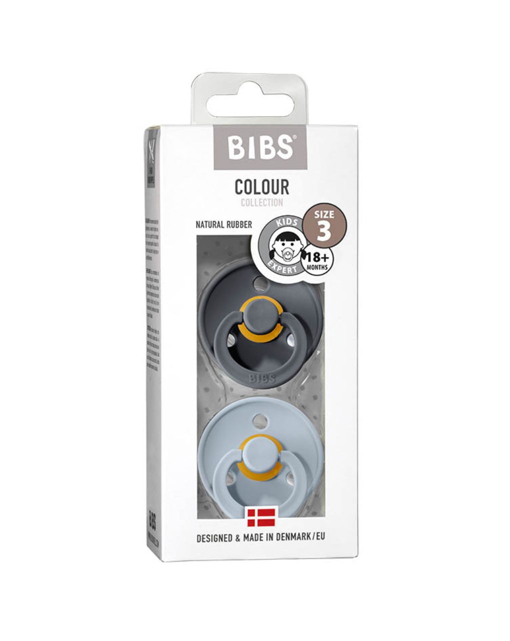 Bibs colour πιπίλες καουτσούκ 2τμχ 18m+ iron/baby blue 12.130223 - BIBS