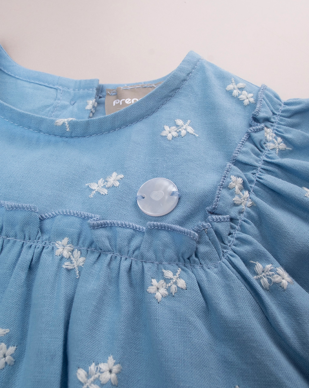 βρεφικό πουκάμισο γαλάζιο φλοράλ premium για κορίτσι - Prénatal