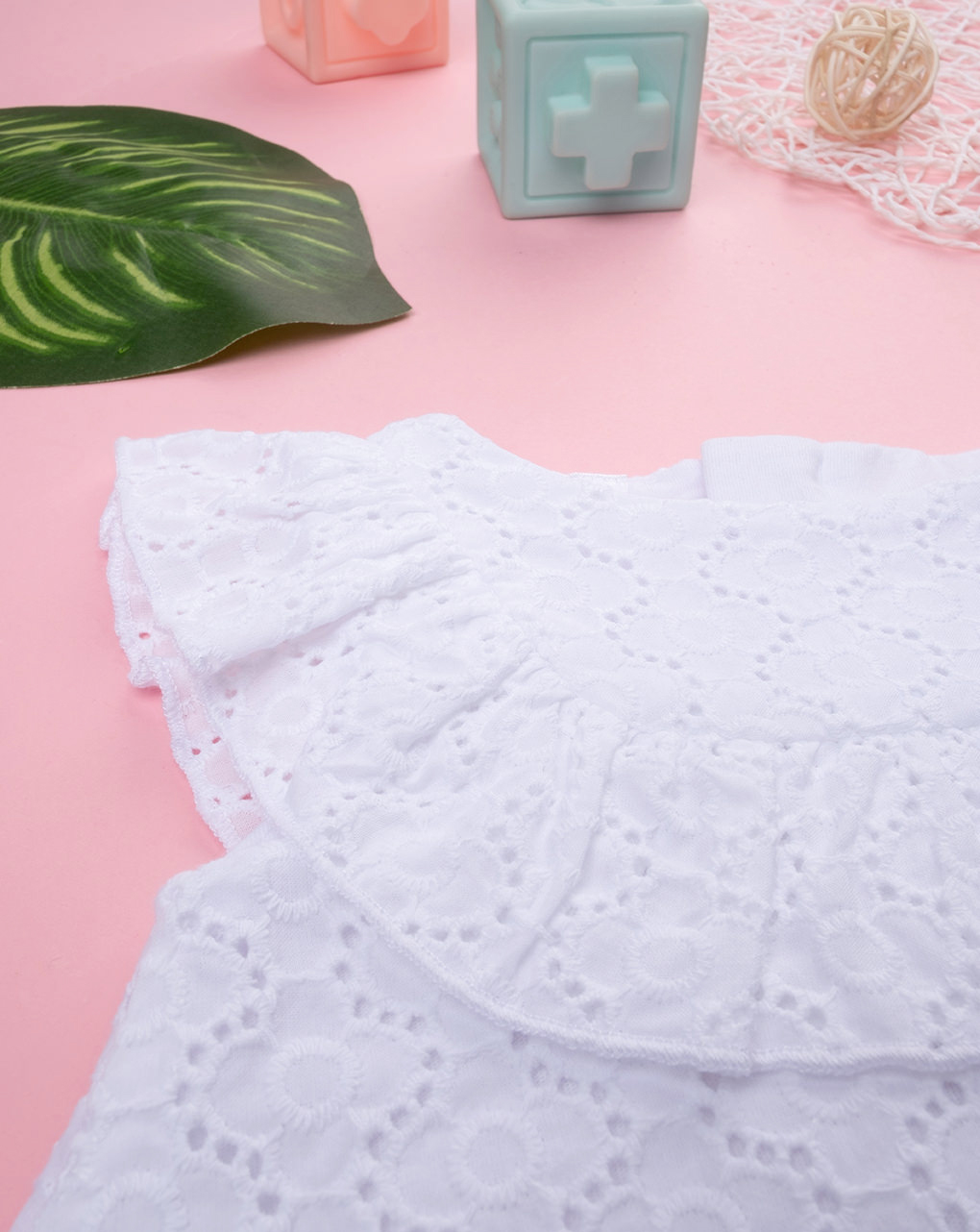 βρεφικό φορμάκι λευκό δαντέλα sangallo για κορίτσι - Prénatal