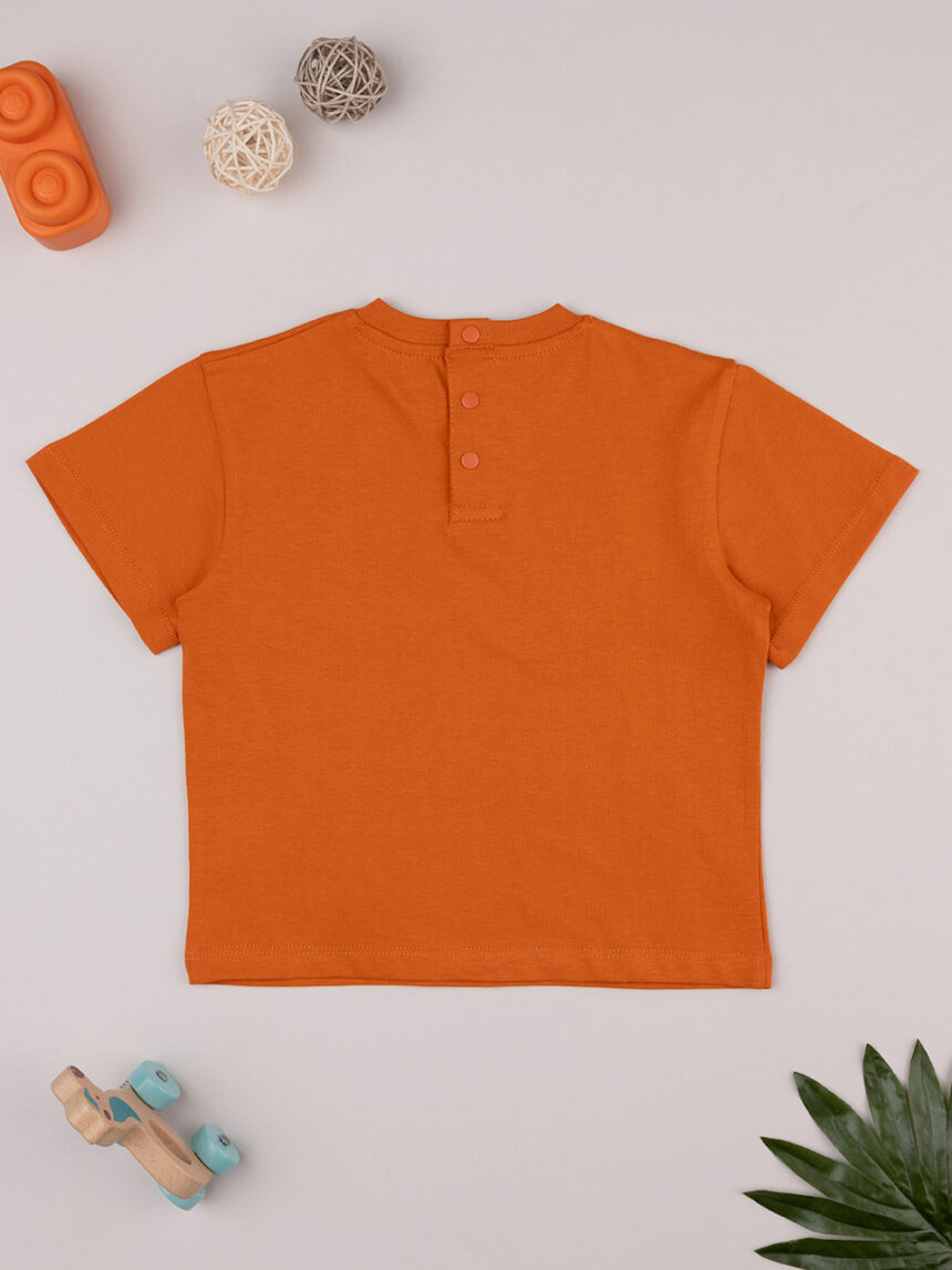 βρεφικό t-shirt πορτοκαλί με δεινόσαυρο για αγόρι - Prénatal