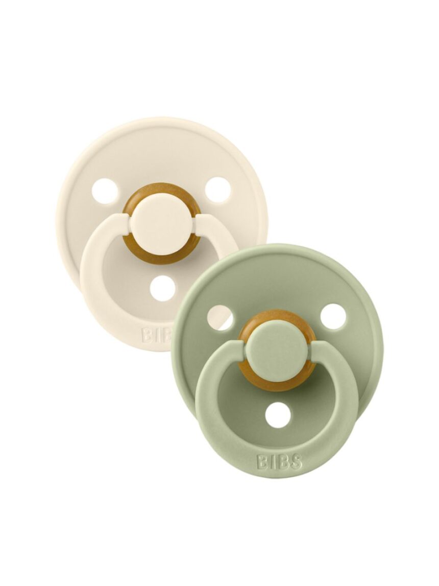 Bibs σετ πιπίλες colour 2τμχ καουτσούκ 18m+ ivory / sage 130241 - BIBS