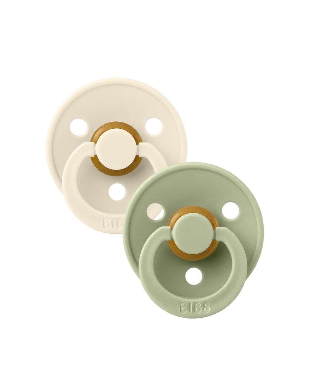 Bibs σετ πιπίλες colour 2τμχ καουτσούκ 18m+ ivory / sage 130241 - BIBS