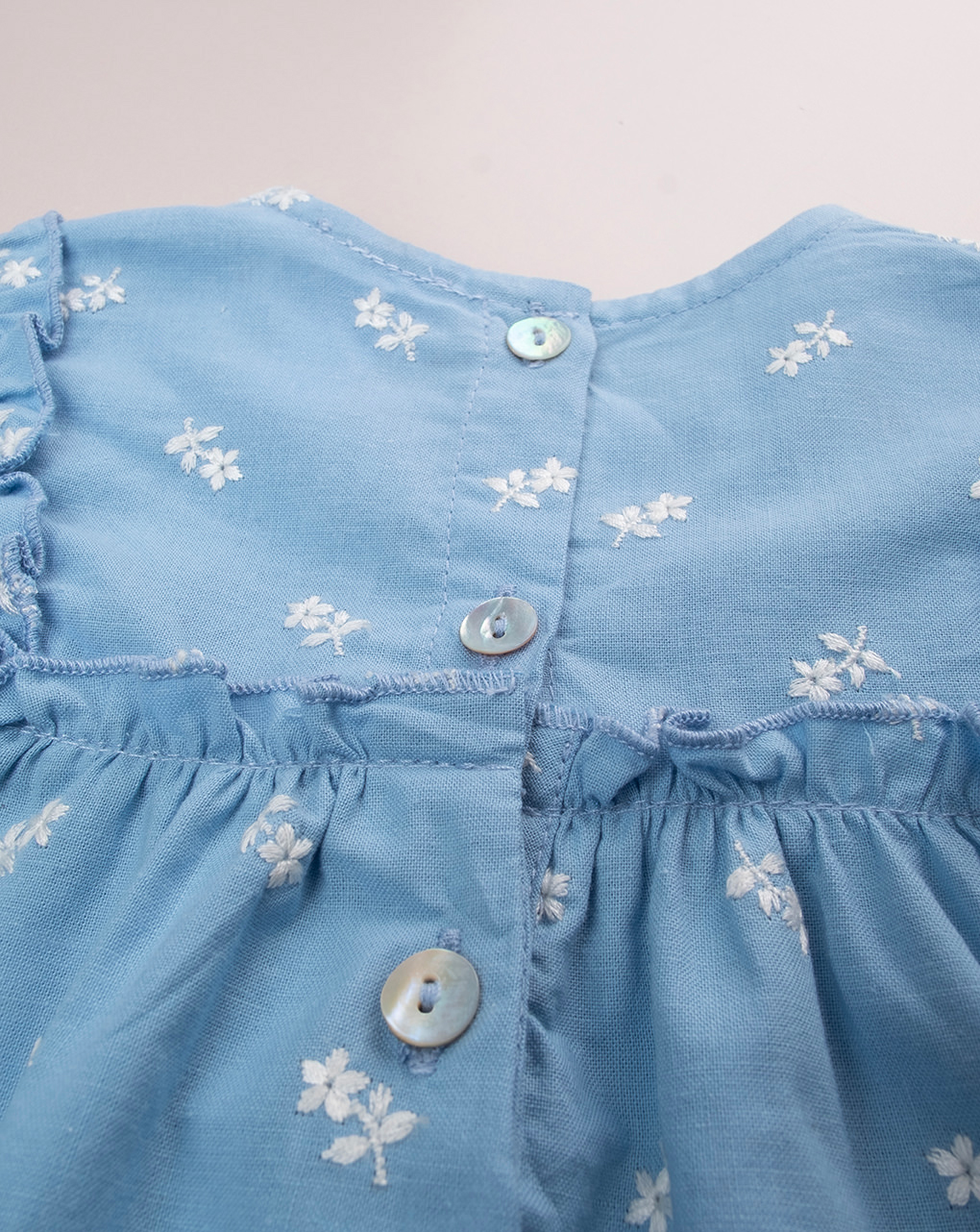 βρεφικό πουκάμισο γαλάζιο φλοράλ premium για κορίτσι - Prénatal