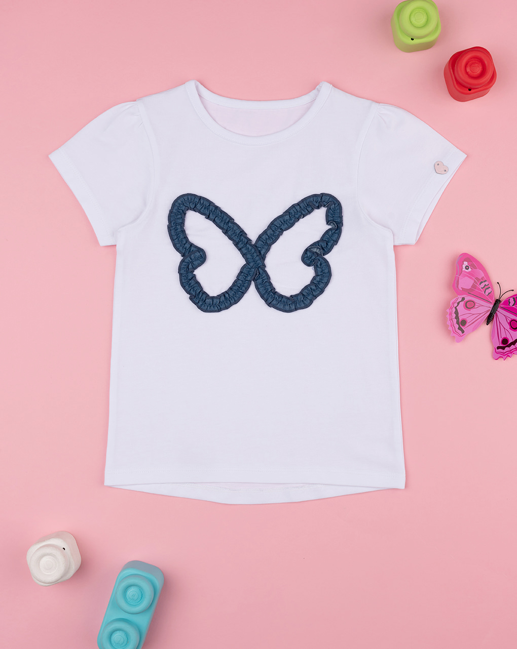 παιδικό t-shirt λευκό με πεταλούδα για κορίτσι