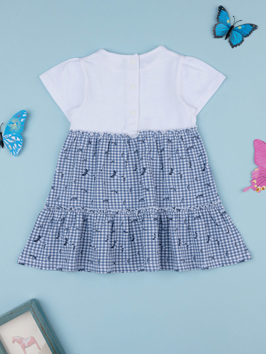 βρεφικό φόρεμα μπλε καρό με πεταλούδες για κορίτσι - Prénatal