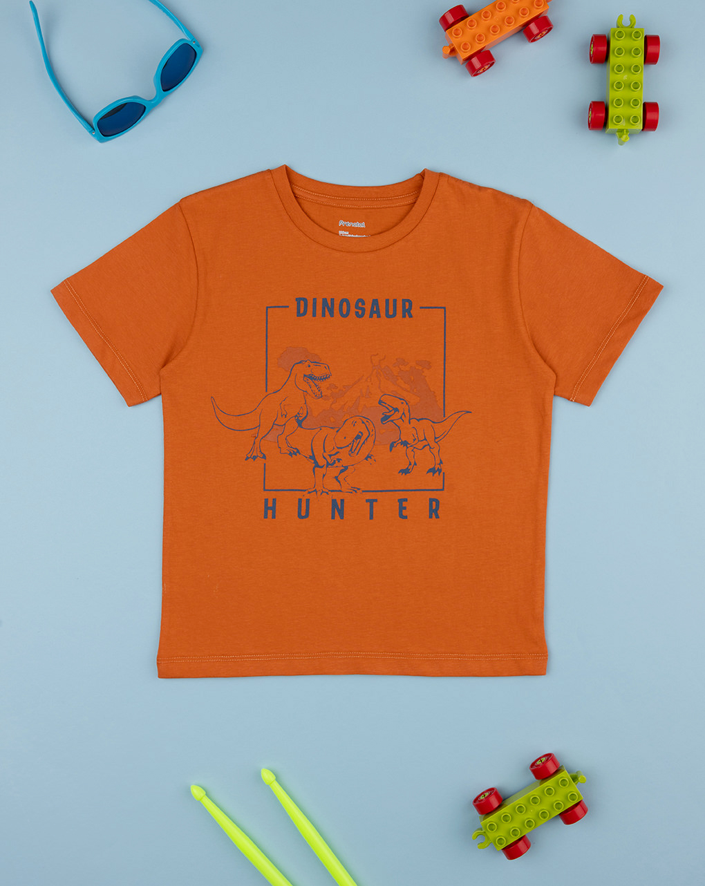 παιδικό t-shirt πορτοκαλί με δεινόσαυρους για αγόρι