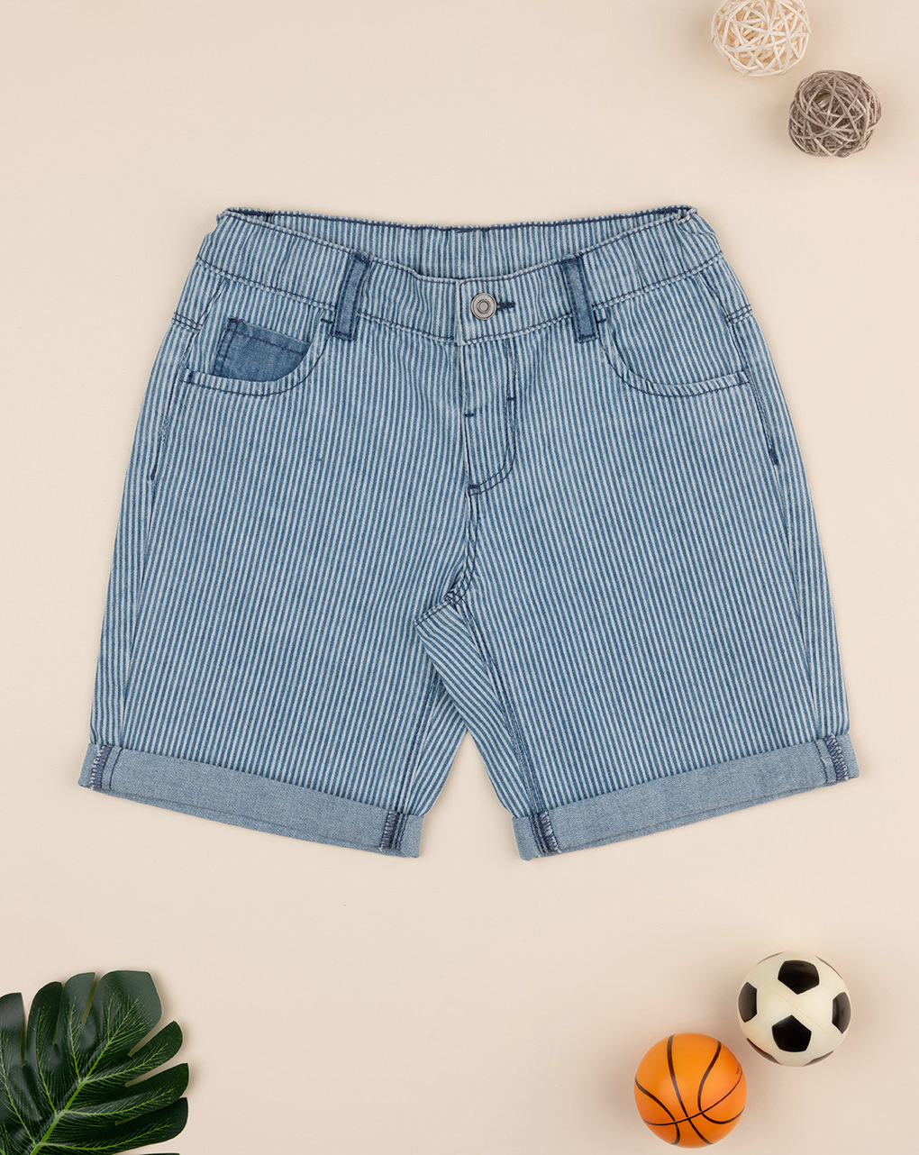 παιδικό σορτσάκι ριγέ μπλε/λευκό για αγόρι - Prénatal