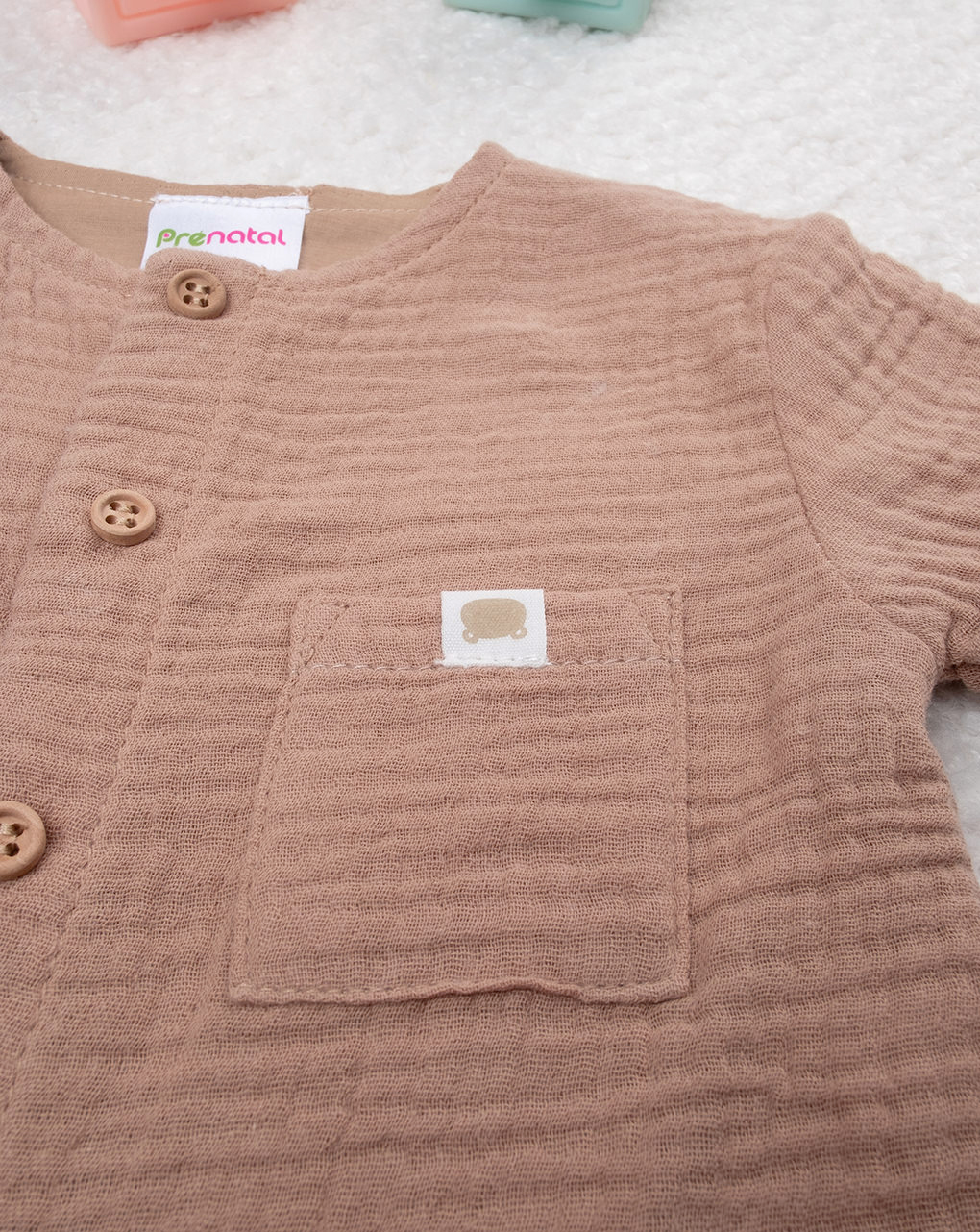 βρεφικό φορμάκι καφέ μουσελίνα για αγόρι - Prénatal