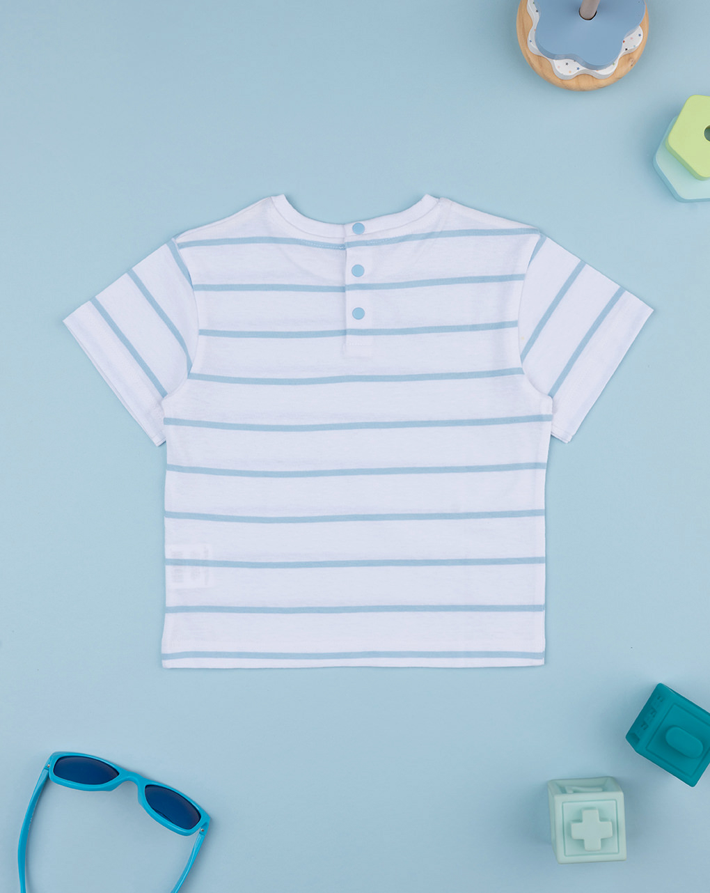 βρεφικό t-shirt λευκό ριγέ με δεινόσαυρο για αγόρι - Prénatal