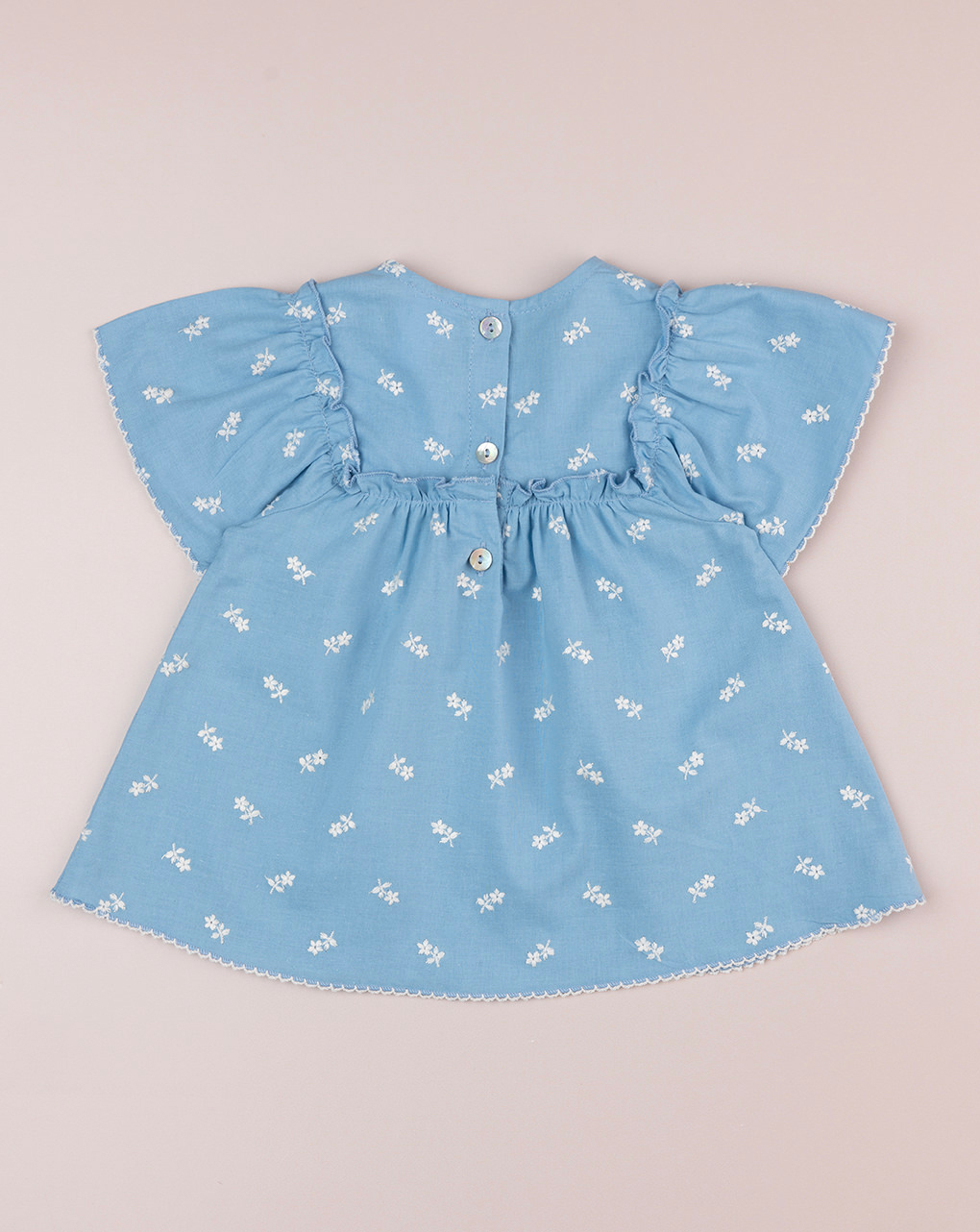 βρεφικό πουκάμισο γαλάζιο φλοράλ premium για κορίτσι - Prénatal