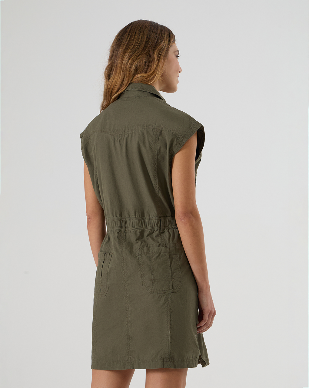 γυναικείο φόρεμα chemisier εγκυμοσύνης/θηλασμού χακί - Prénatal