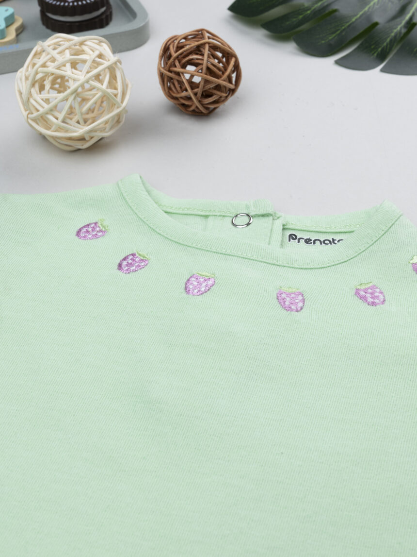 βρεφικό t-shirt πράσινο με φράουλες για κορίτσι - Prénatal