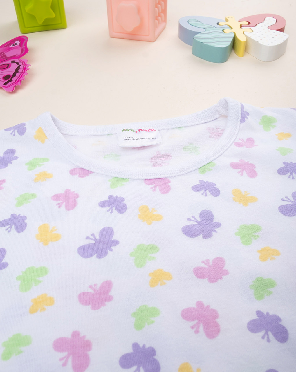 παιδική πιτζάμα λευκή/κίτρινη με πεταλούδες για κορίτσι - Prénatal