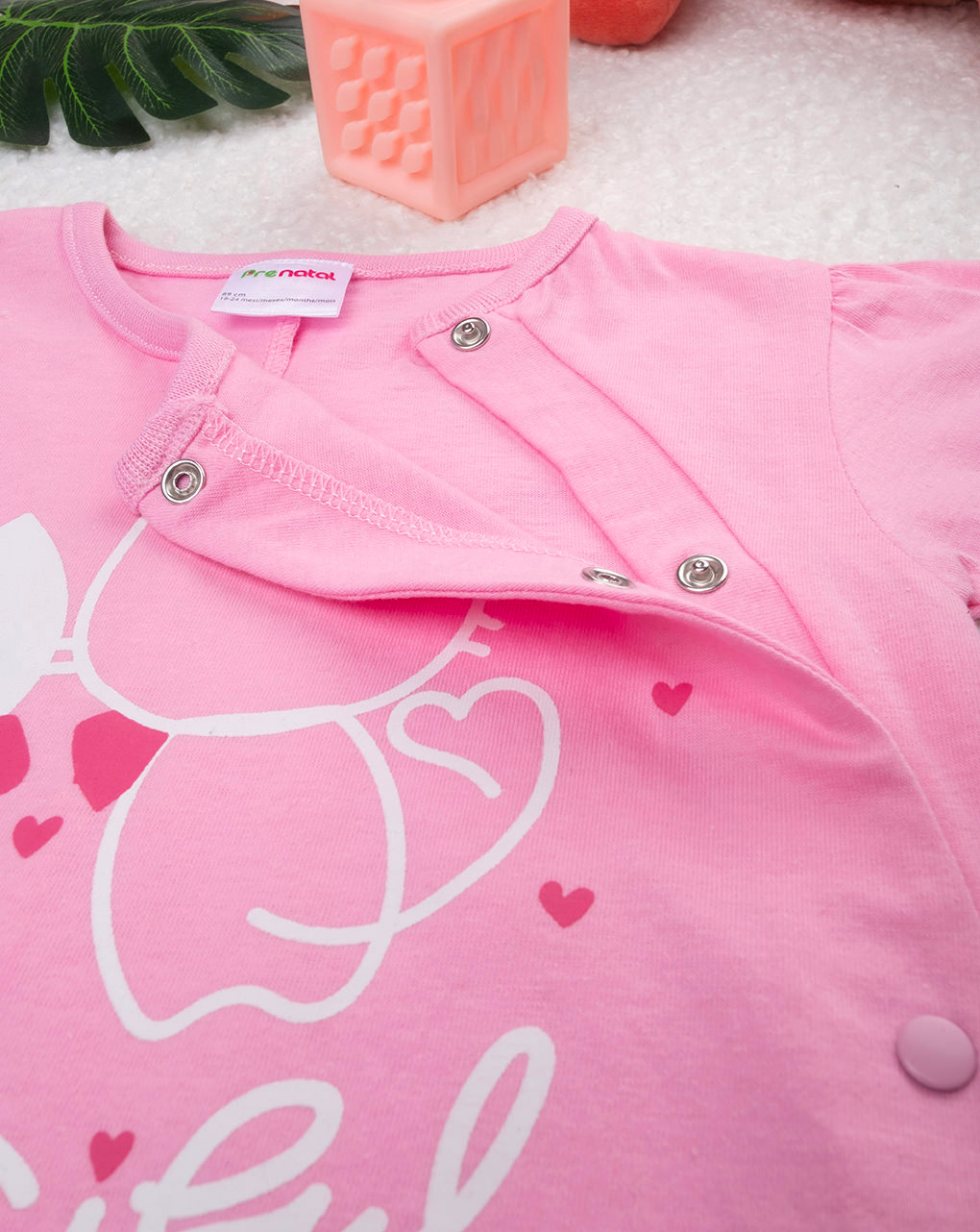 βρεφική ολόσωμη πιτζάμα ροζ με γατάκια για κορίτσι - Prénatal