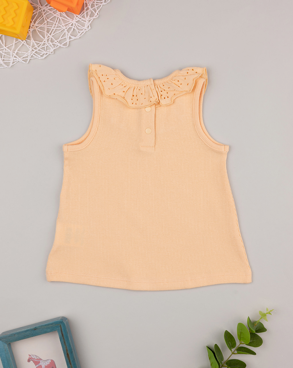 βρεφική αμάνικη μπλούζα ριμπ πορτοκαλί sangallo για κορίτσι - Prénatal