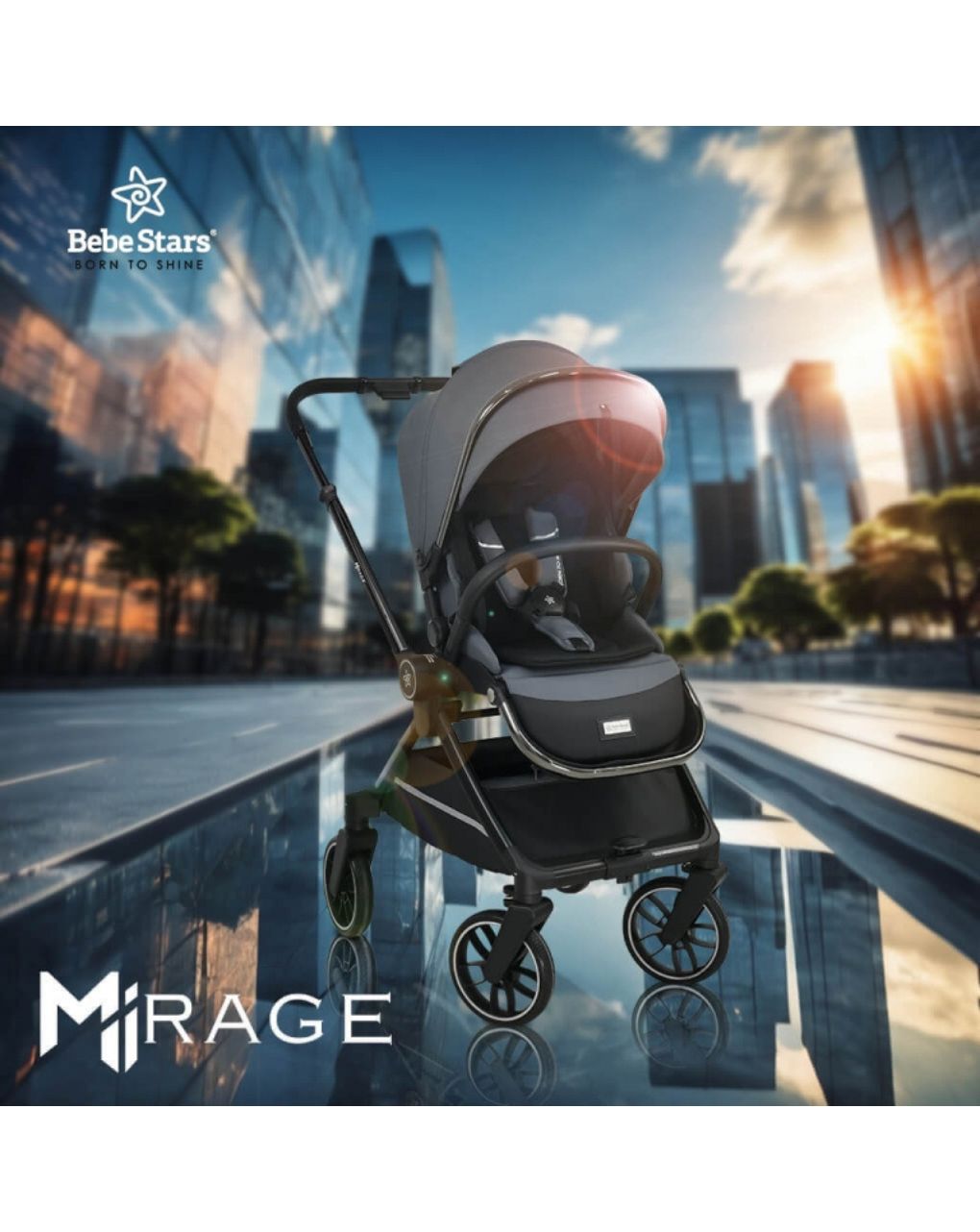 Bebe stars πολυκαρότσι mirage 2σε1 grey 331-188 - Bebe Stars