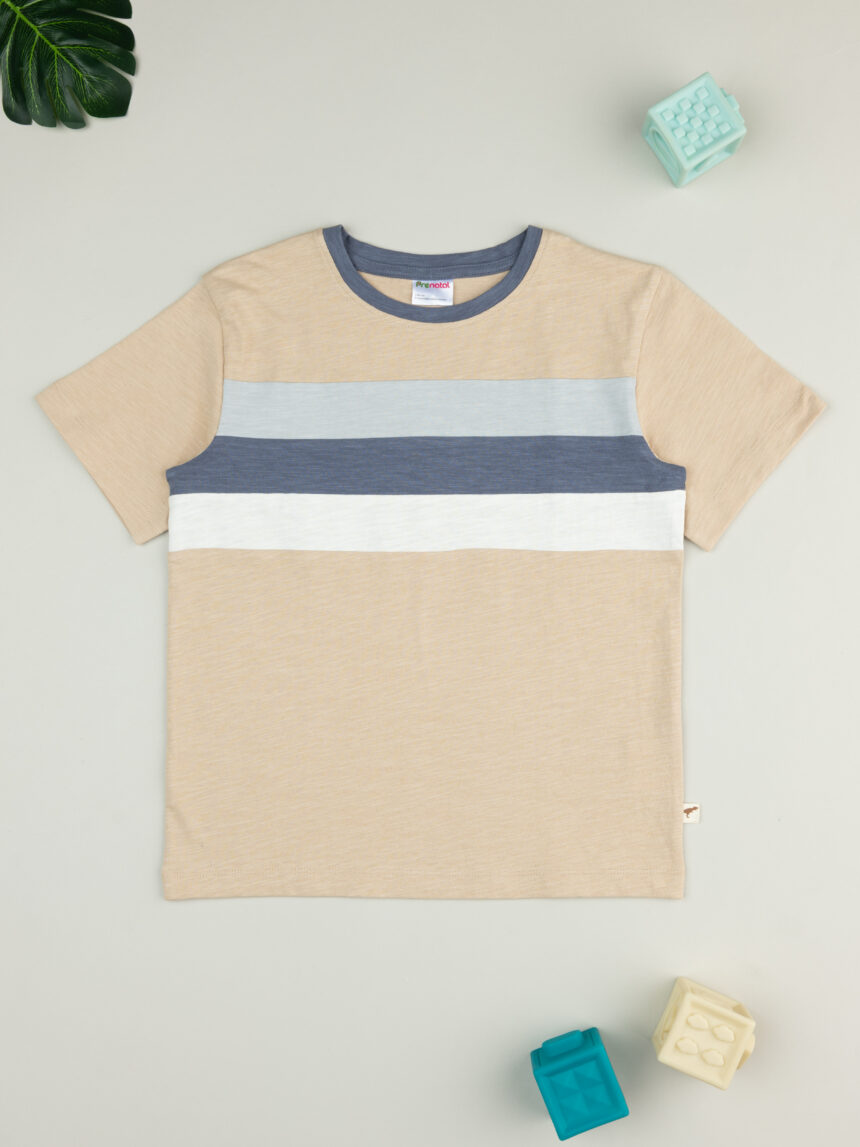 παιδικό t-shirt μπεζ ριγέ για αγόρι - Prénatal