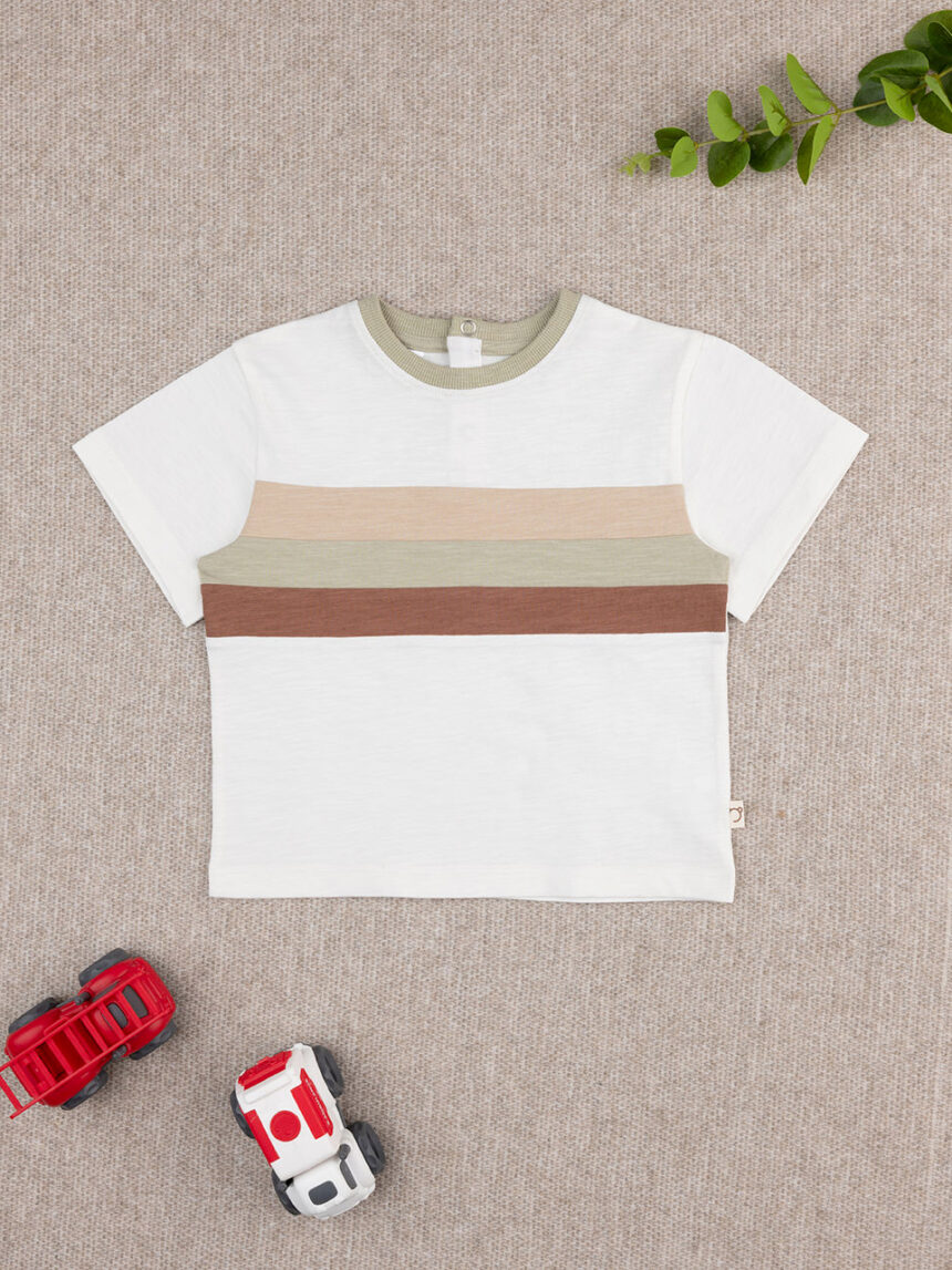βρεφικό t-shirt λευκό ριγέ για αγόρι - Prénatal