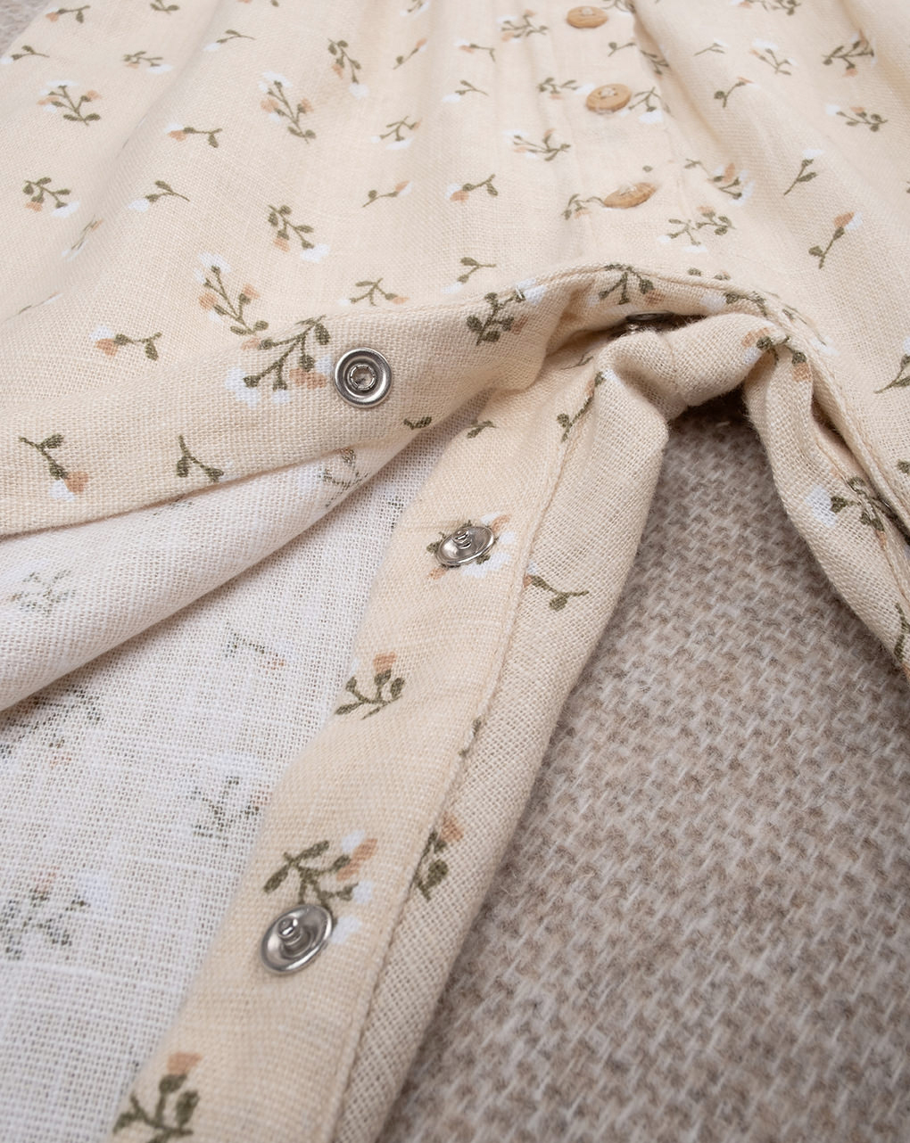 βρεφικό φορμάκι λινό μπεζ φλοράλ για κορίτσι - Prénatal