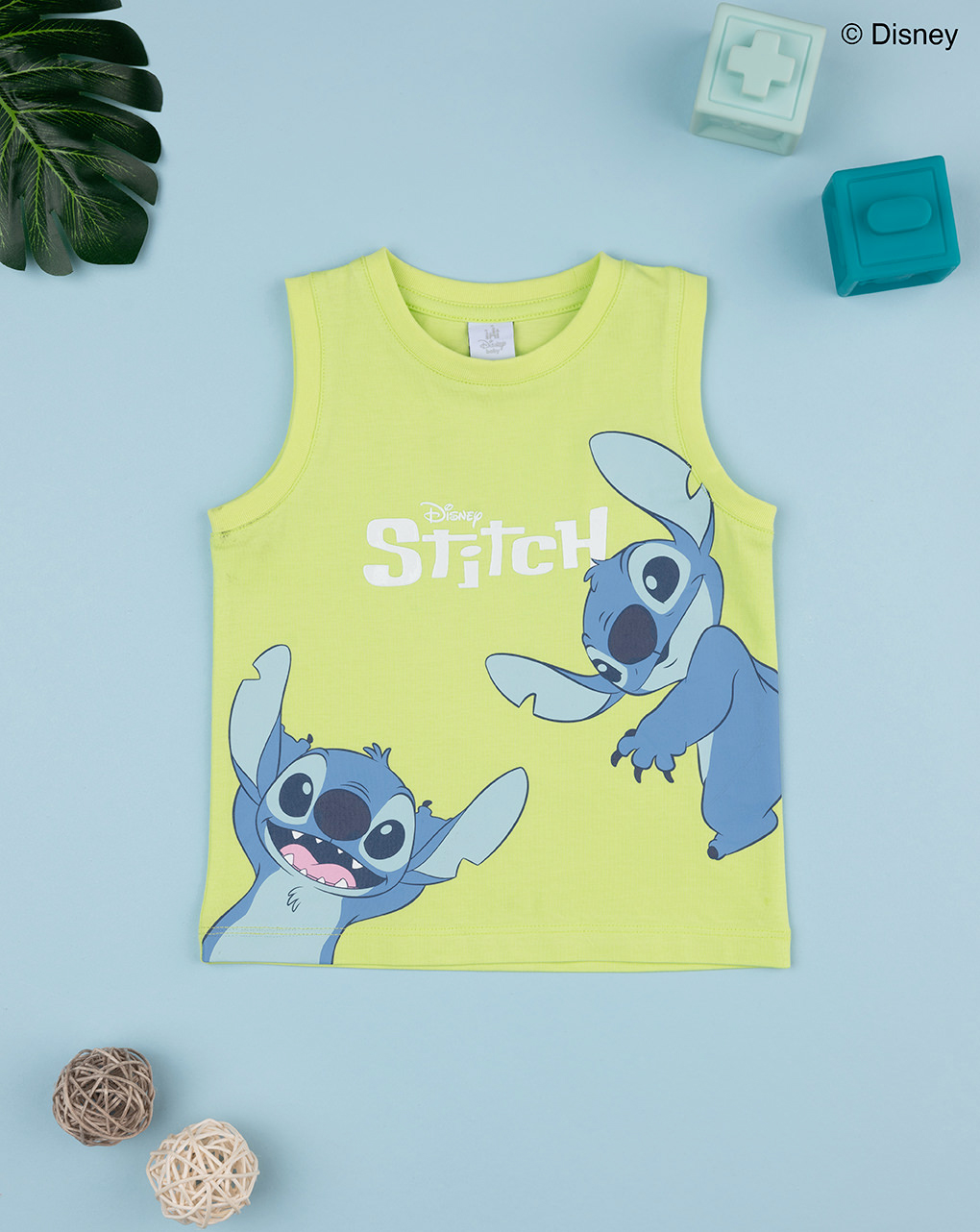 βρεφική αμάνικη μπλούζα λαχανί stitch για αγόρι - Prénatal