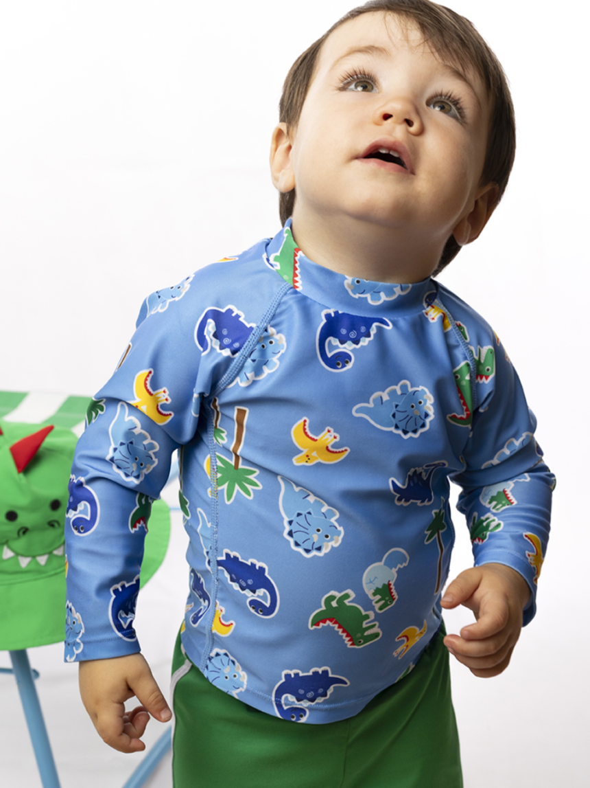 Zoocchini σετ uv μαγιό, bucket καπέλο & μπλούζα devin the dino & friends zoo16008 - Zoocchini