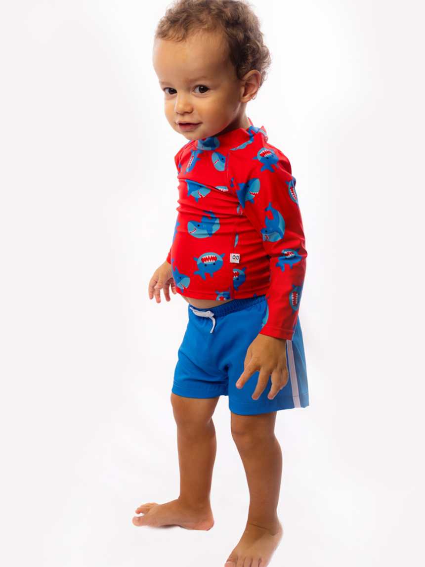 Zoocchini σετ uv μαγιό, bucket καπέλο & μπλούζα sherman the shark zoo16009 - Zoocchini