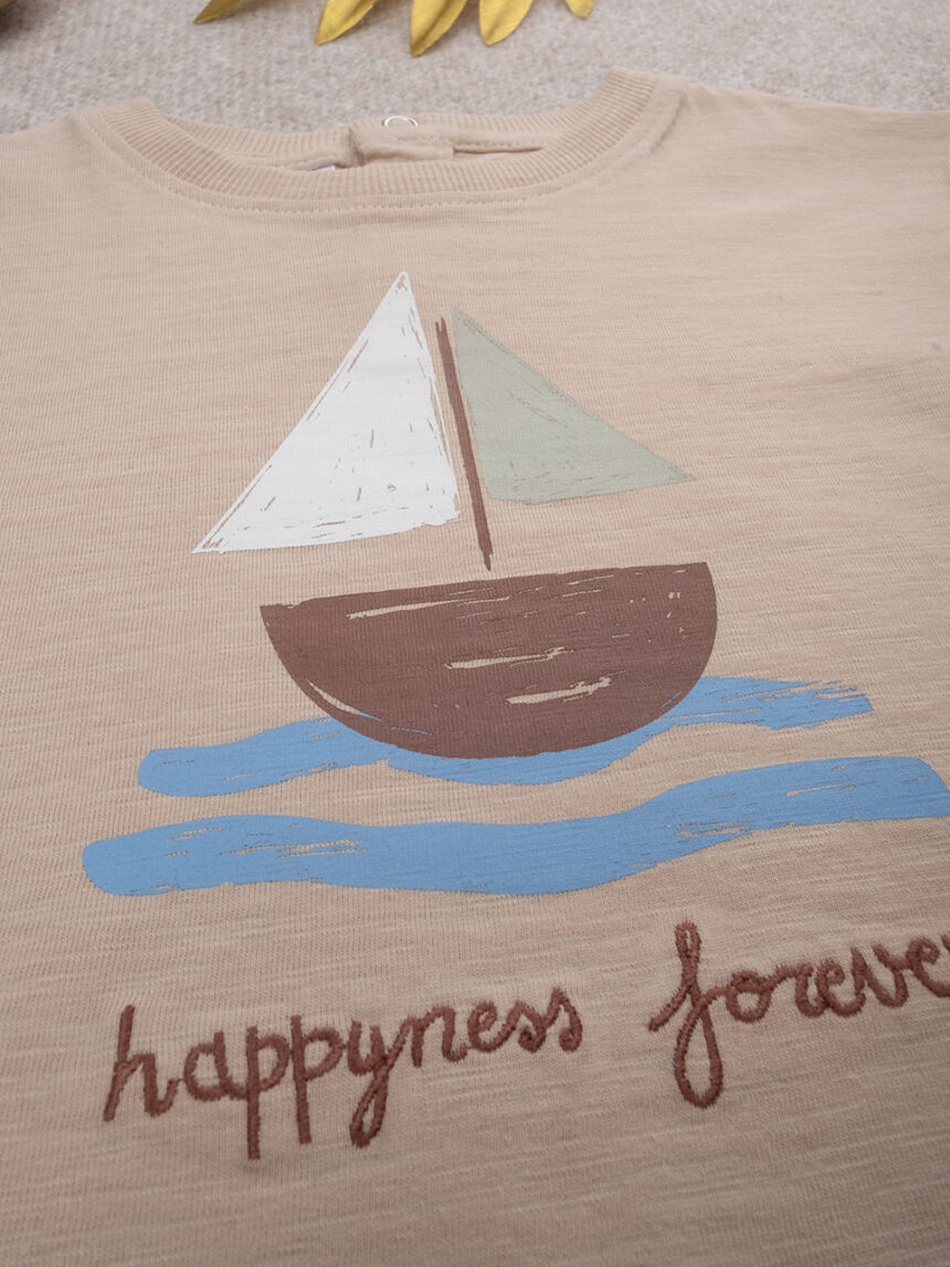 βρεφικό t-shirt καφέ με βάρκα για αγόρι - Prénatal