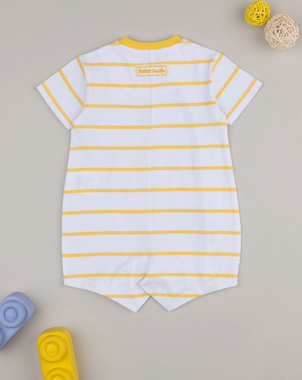 βρεφικό φορμάκι ριγέ κίτρινο baby smile unisex - Prénatal