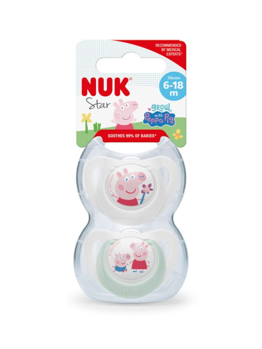 Nuk πιπίλα σιλικόνης star 2τμχ 6-18m peppa pig 10176335 - Nuk